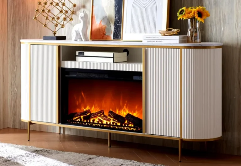 Fluted Fireplace TV Stand 1 1
