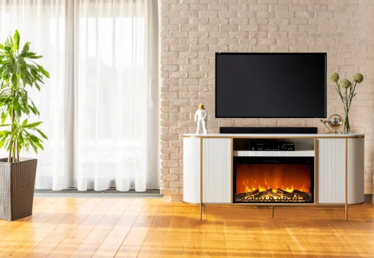 Fluted Fireplace TV Stand 12 1 1