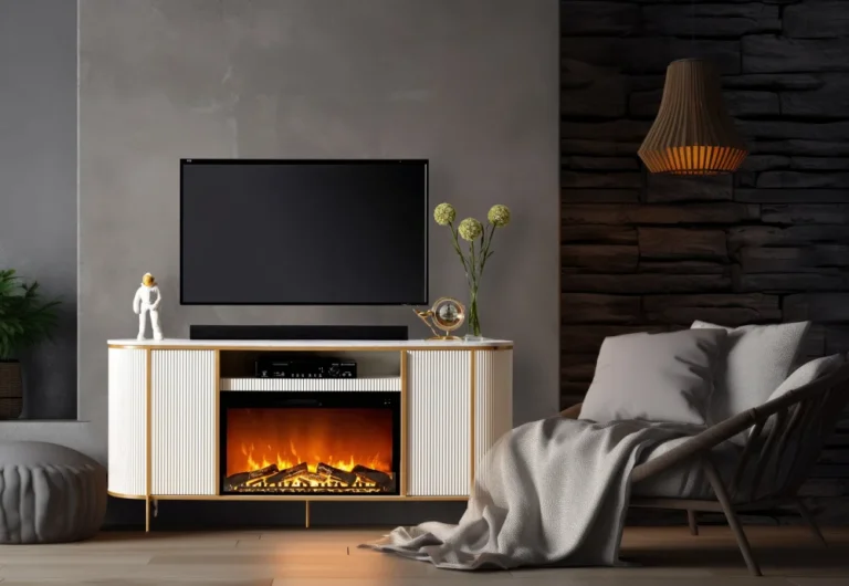 Fluted Fireplace TV Stand 13 1