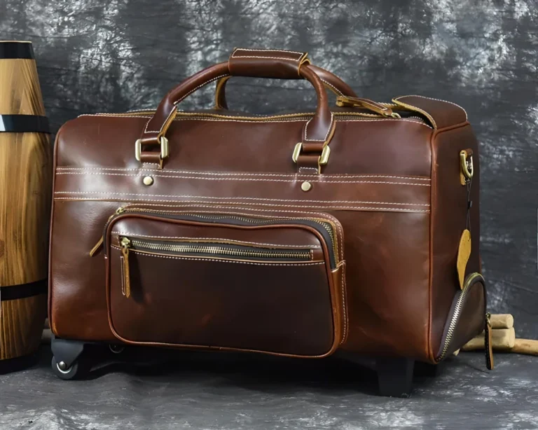 vintage cowhide leather trolley luggage 21
